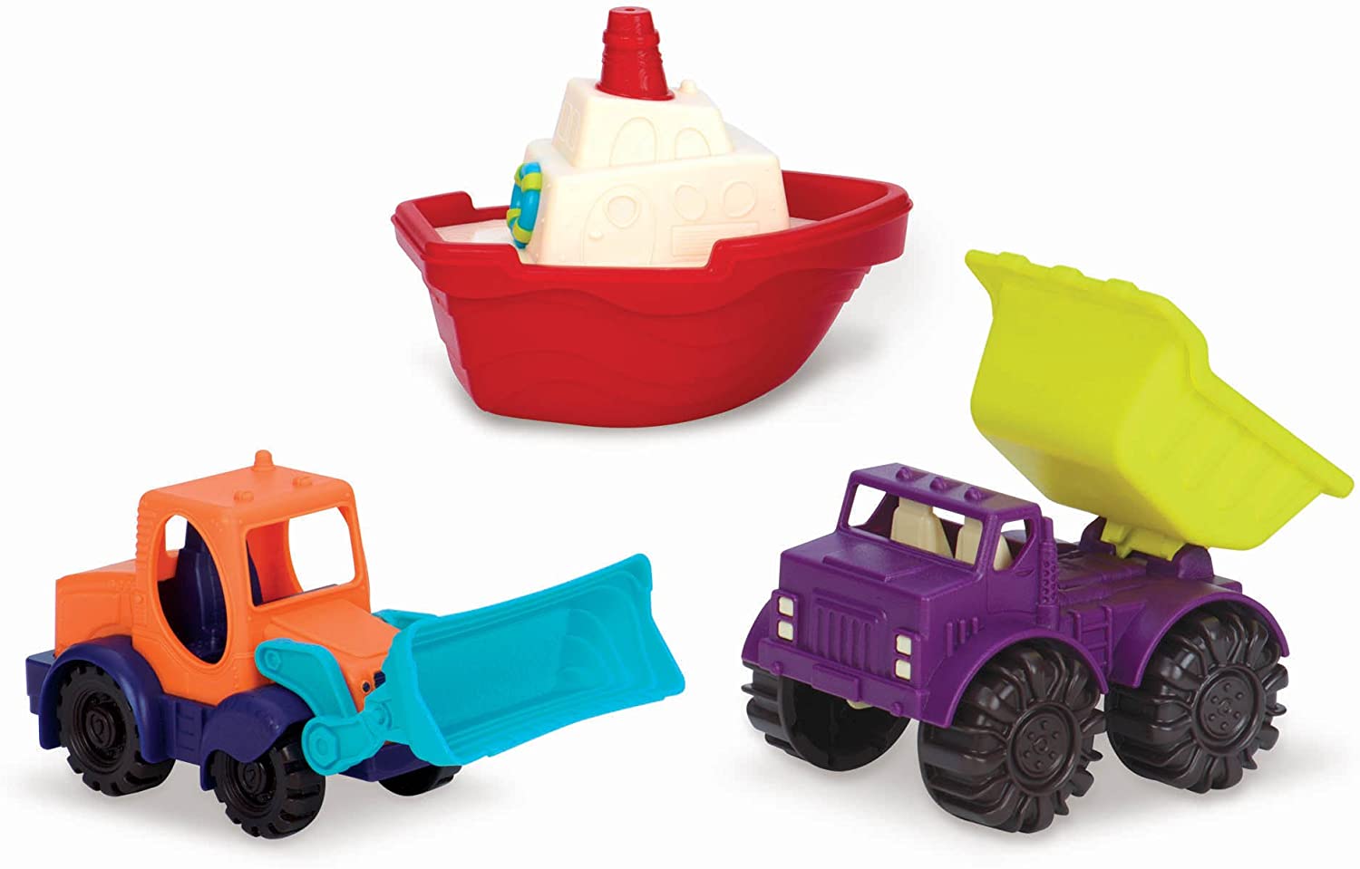 B. Toys Loaders & Floaters 3-Piece Sand & Water Play Truck Set – Indoor & Outdoor Toys
